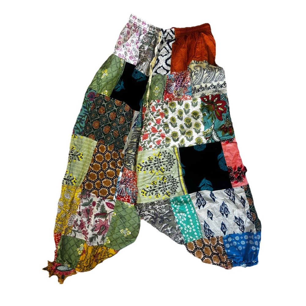 Peach Pebble‎ Patchwork One Size Festival Pants Boho Cottagecore Drawstring